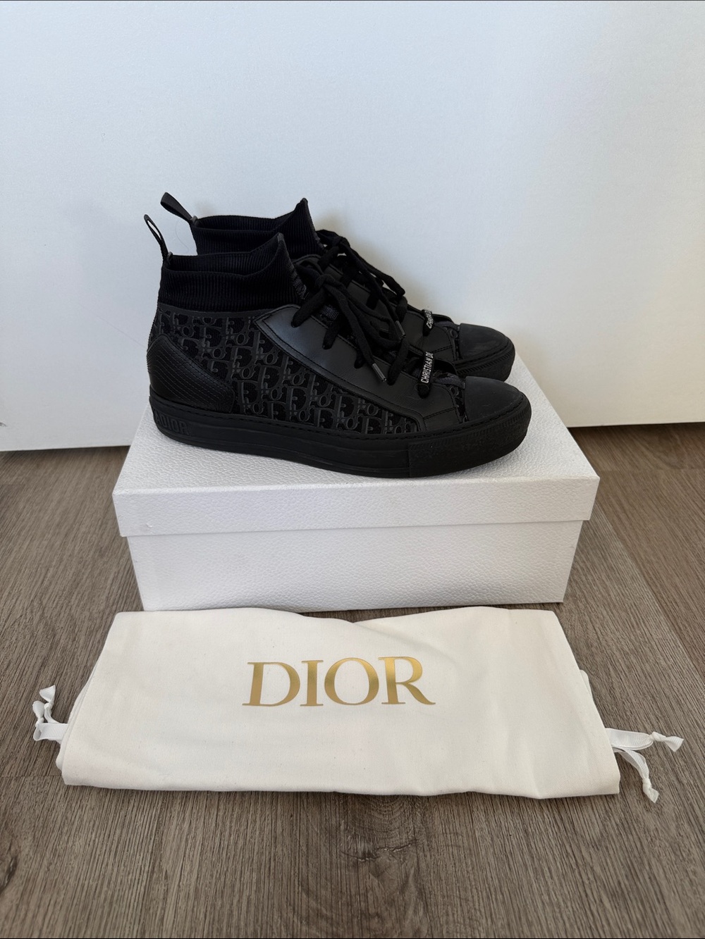 Dior Black High-Top Jacquard Sock Sneakers